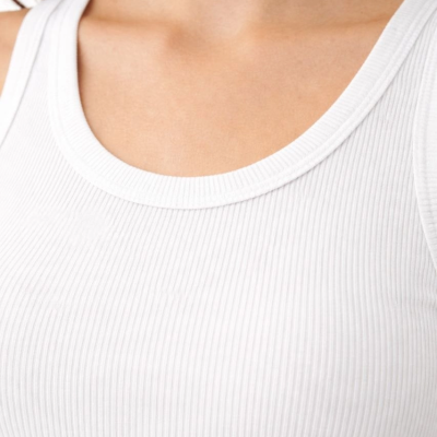 Kadın Fitilli Likralı Kaşkorse Atlet Vücuda Oturan Basic Şıklık - Beyaz