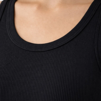 Kadın Fitilli Likralı Kaşkorse Atlet Vücuda Oturan Basic Şıklık - Siyah