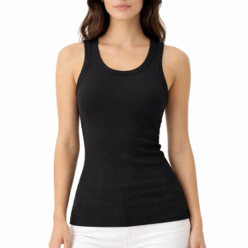 Kadın Fitilli Likralı Kaşkorse Atlet Vücuda Oturan Basic Şıklık - Siyah