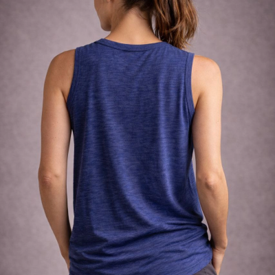 Kadın Flamlı Kumaş Kolsuz Atlet Günlük Fitness Spor T-Shirt - İndigo