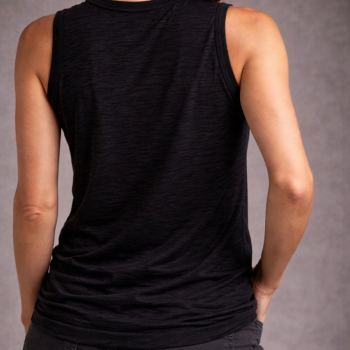 Kadın Flamlı Kumaş Kolsuz Atlet Günlük Fitness Spor T-Shirt - Siyah