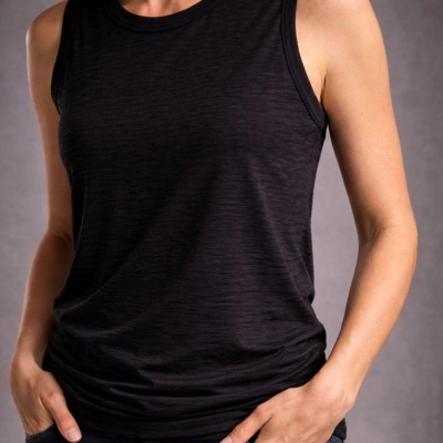 Kadın Flamlı Kumaş Kolsuz Atlet Günlük Fitness Spor T-Shirt - Siyah