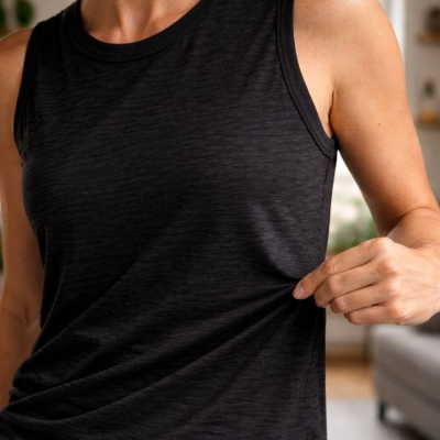 Kadın Flamlı Kumaş Kolsuz Atlet Günlük Fitness Spor T-Shirt - Siyah