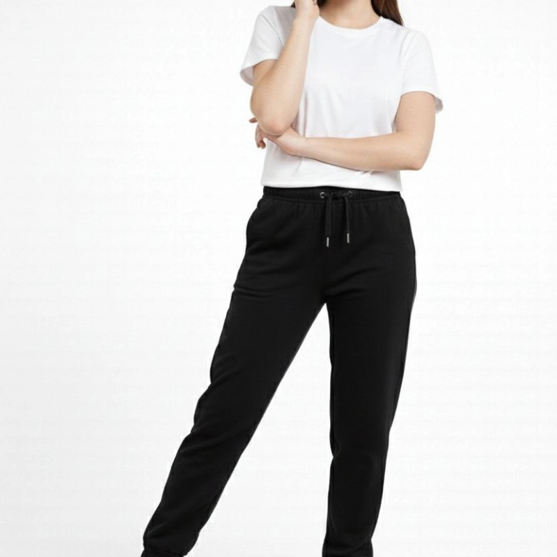 Kadın Jogger Eşofman Altı , Cepli, Paça Lastilkl ,Spor Pantolon - Siyah