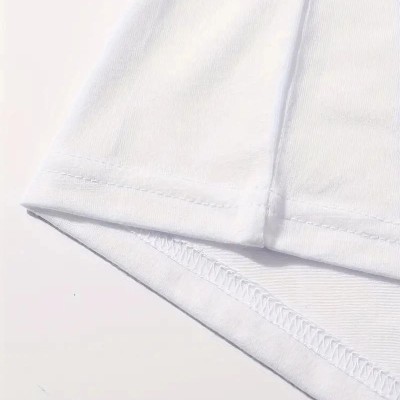 Kadın Kahve Desen Baskılı Tişört Kısa Kol Bisiklet Yaka Oversize T-Shirt - Beyaz
