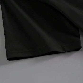 Kadın Kahve Desen Baskılı Tişört Kısa Kol Bisiklet Yaka Oversize T-Shirt - Siyah