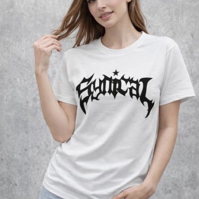 Kadın Kısa Kol Yazlık Tişört Bisiklet Yaka Baskılı Oversize T-Shirt - Beyaz