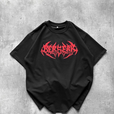 Kadın Kısa Kol Yazlık Tişört Bisiklet Yaka Baskılı Oversize T-Shirt -  Siyah