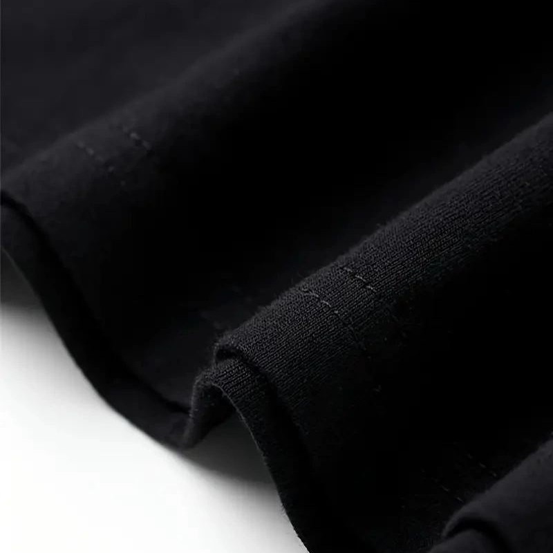 Kadın Kısa Kol Yazlık Tişört Bisiklet Yaka Baskılı Oversize T-Shirt - Siyah