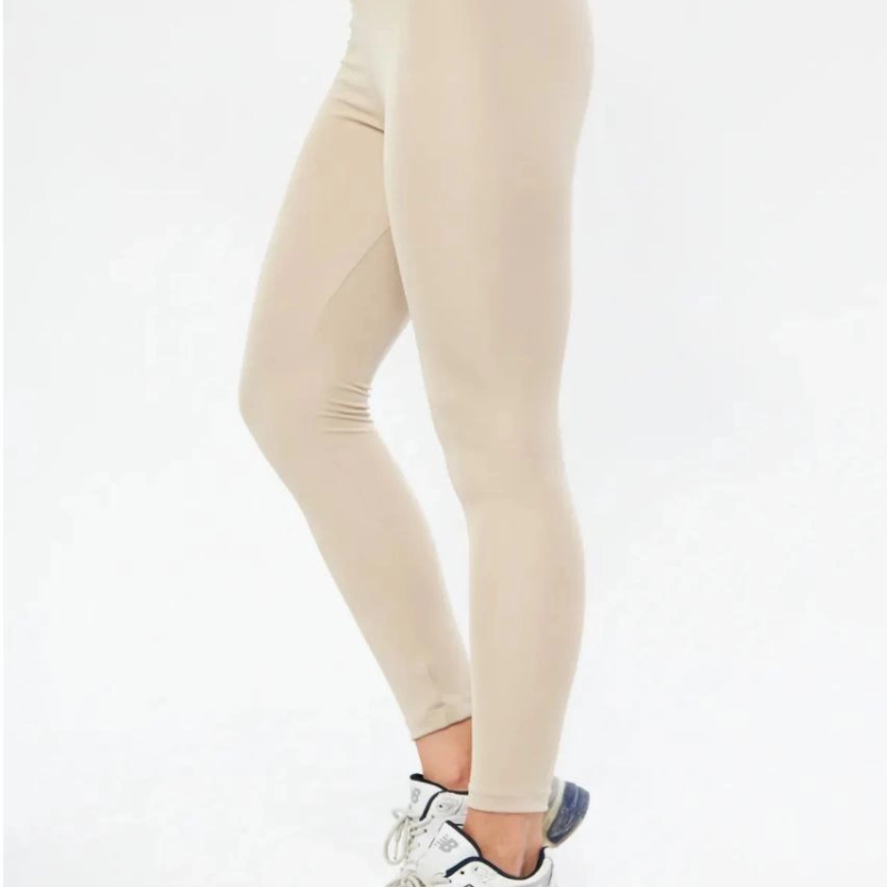 Kadın Kışlık Yüksek Bel Toparlayicı ve Sıkılaştırıcı Likralı Şardonlu Tayt - Bej