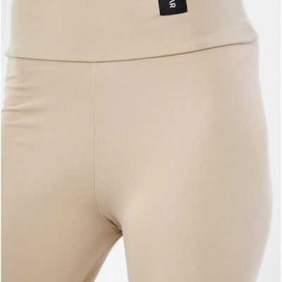 Kadın Kışlık Yüksek Bel Toparlayicı ve Sıkılaştırıcı Likralı Şardonlu Tayt - Bej