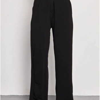 Kadin Likralı Cirt Kapama Siyah Palazzo Pantolon - Siyah