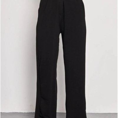 Kadin Likralı Cirt Kapama Siyah Palazzo Pantolon - Siyah