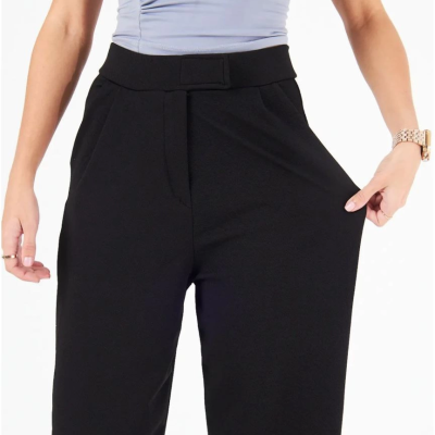 Kadin Likralı Cirt Kapama Siyah Palazzo Pantolon - Siyah