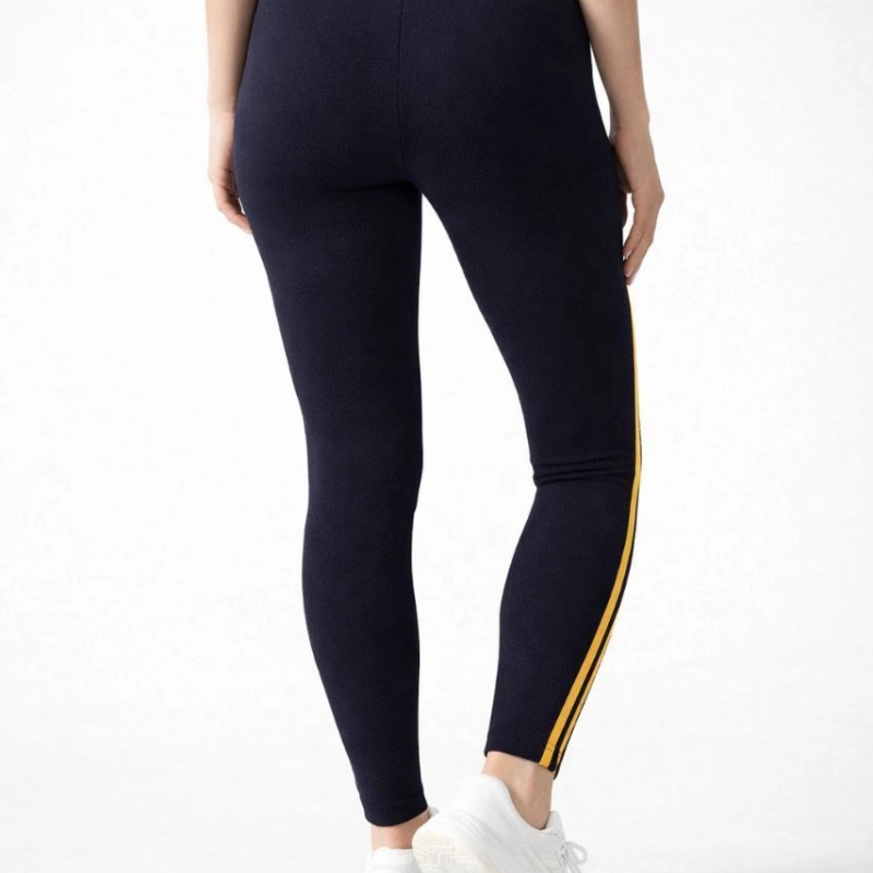 Kadın Likralı Yan Sarı Şeritli Detaylı Tayt - Siyah