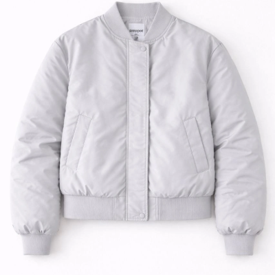 Kadın Premium Bomber Ceket Çıtçıt Kapamalı, Astarlı, Regular Fit Mont - Beyaz