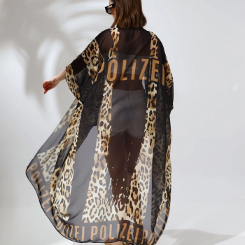Kadın Rahat Kesim Şifon Kimono - Leopar