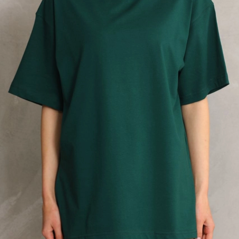 Kadın Regular Fit Tişört Bisiklet Yaka Yazlık Kısa Kol Basıc T-Shirt - Yeşil