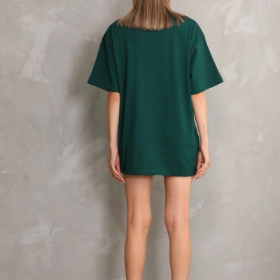 Kadın Regular Fit Tişört Bisiklet Yaka Yazlık Kısa Kol Basıc T-Shirt - Yeşil