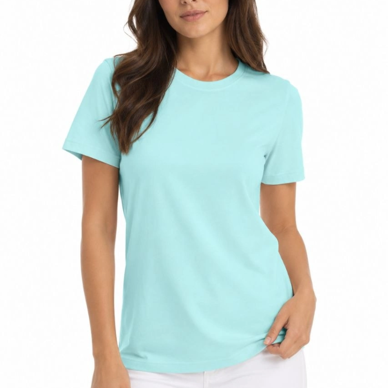 Kadın T-Shirt Bisiklet Yaka Slim Fit Likralı Tişört Günlük Basic Body - Turkuaz