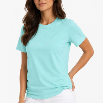 Kadın T-Shirt Bisiklet Yaka Slim Fit Likralı Tişört Günlük Basic Body - Turkuaz