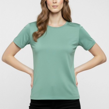 Kadın T-Shirt Bisiklet Yaka Slim Fit Likralı Tişört Yazlık Basic Body - Mint Yeşili