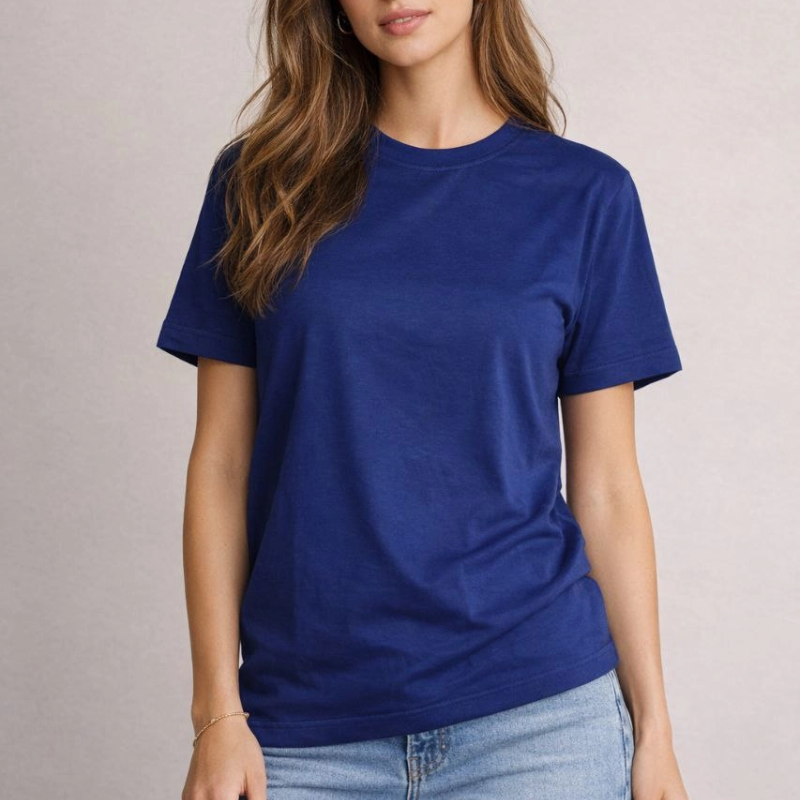 Kadın Tişört Osy Modal yumuşak dokulu Kumaş Bisiklet Yaka T-shirt - Lacivert