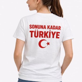 Kadın TÜRKİYE Ay Yıldız Baskılı Taraftar Forma T-Shirt - Beyaz