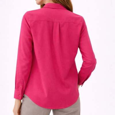 Kadın Uzun Kol Gömlek Düğmeli Klasik Yaka Günlük ve Ofis Şıklığına uygun - Fuşya