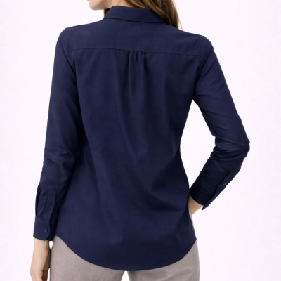 Kadın Uzun Kol Gömlek Düğmeli Klasik Yaka Günlük ve Ofis Şıklığına uygun - Lacivert