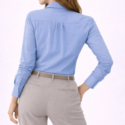 Kadın Uzun Kol Gömlek Düğmeli Klasik Yaka Günlük ve Ofis Şıklığına uygun - Mavi