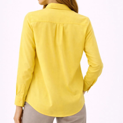 Kadın Uzun Kol Gömlek Düğmeli Klasik Yaka Günlük ve Ofis Şıklığına uygun - Sarı