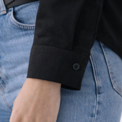 Kadın Uzun Kol Gömlek Düğmeli Klasik Yaka Günlük ve Ofis Şıklığına uygun - Siyah