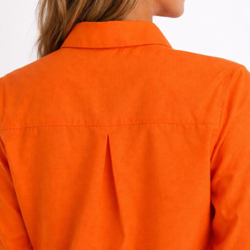 Kadın Uzun Kol Gömlek Düğmeli Klasik Yaka Günlük ve Ofis Şıklığına uygun - Turuncu