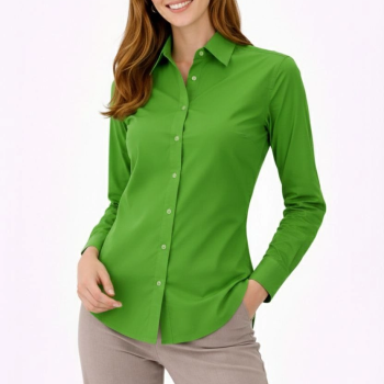 Kadın Uzun Kol Gömlek Düğmeli Klasik Yaka Günlük ve Ofis Şıklığına uygun - Yeşil