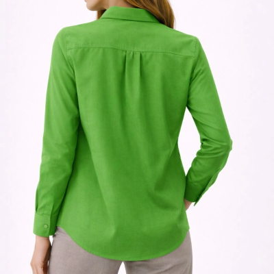 Kadın Uzun Kol Gömlek Düğmeli Klasik Yaka Günlük ve Ofis Şıklığına uygun - Yeşil