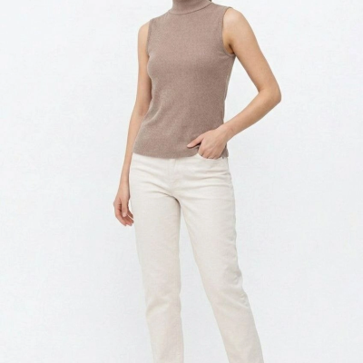 Kadın Yarım Balıkçı Yaka Fitilli Kaşkorse Atlet Basic Şık Badi - Bej