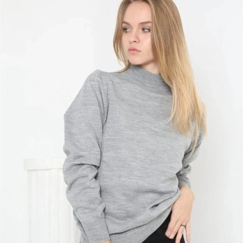 Kadın Yarım Balıkçı Yaka Triko Kazak - Gri