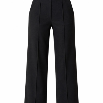 Kadın Yüksek Bel Palazzo Pantolon Çima Dikişli Bol Paça - Siyah