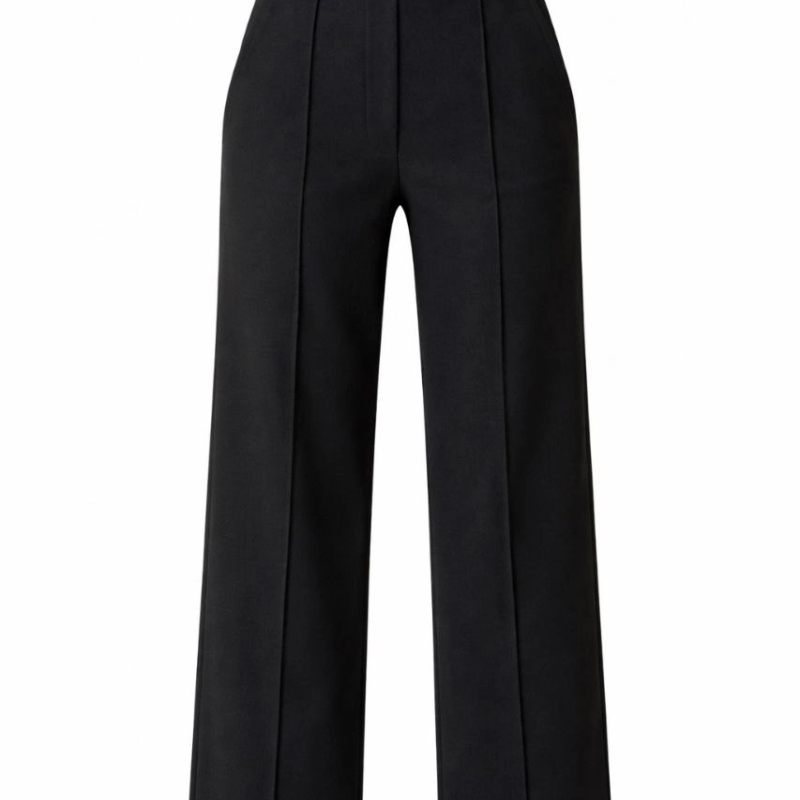 Kadın Yüksek Bel Palazzo Pantolon Çima Dikişli Bol Paça - Siyah