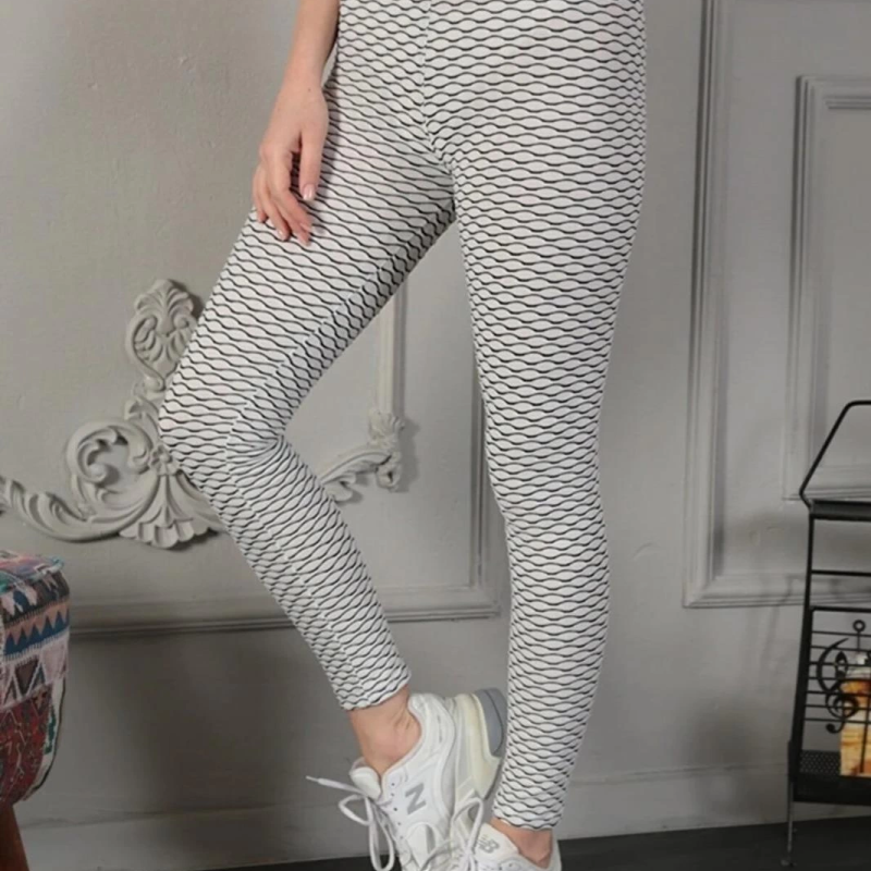 Kadın Yüksek Bel Toparlayıcı Likralı Büzgülü Tayt - Beyaz