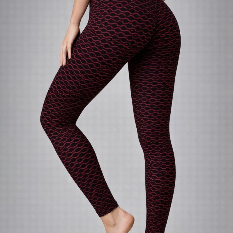 Kadın Yüksek Bel Toparlayıcı Likralı Büzgülü Tayt - Kırmızı