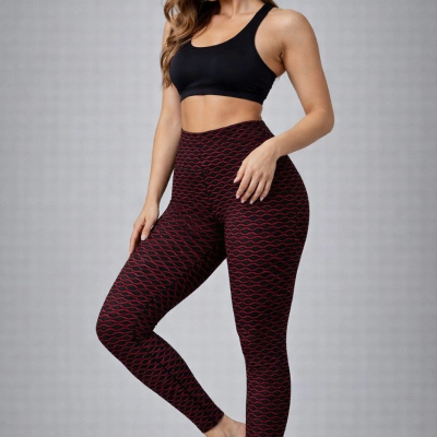 Kadın Yüksek Bel Toparlayıcı Likralı Büzgülü Tayt - Kırmızı