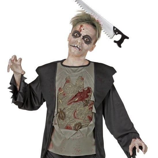 Kafaya Saplanmış Halloween Kanlı Testere Şaka Tacı 