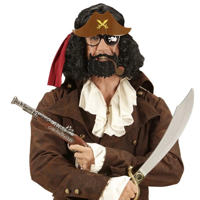 Kahve Şapkalı Pipolu Jack Sparrow Gözlüğü