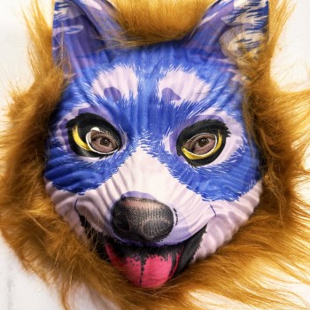 Kahverengi Saçlı Mavi Yüz Sevimli Köpek Maskesi 30 No