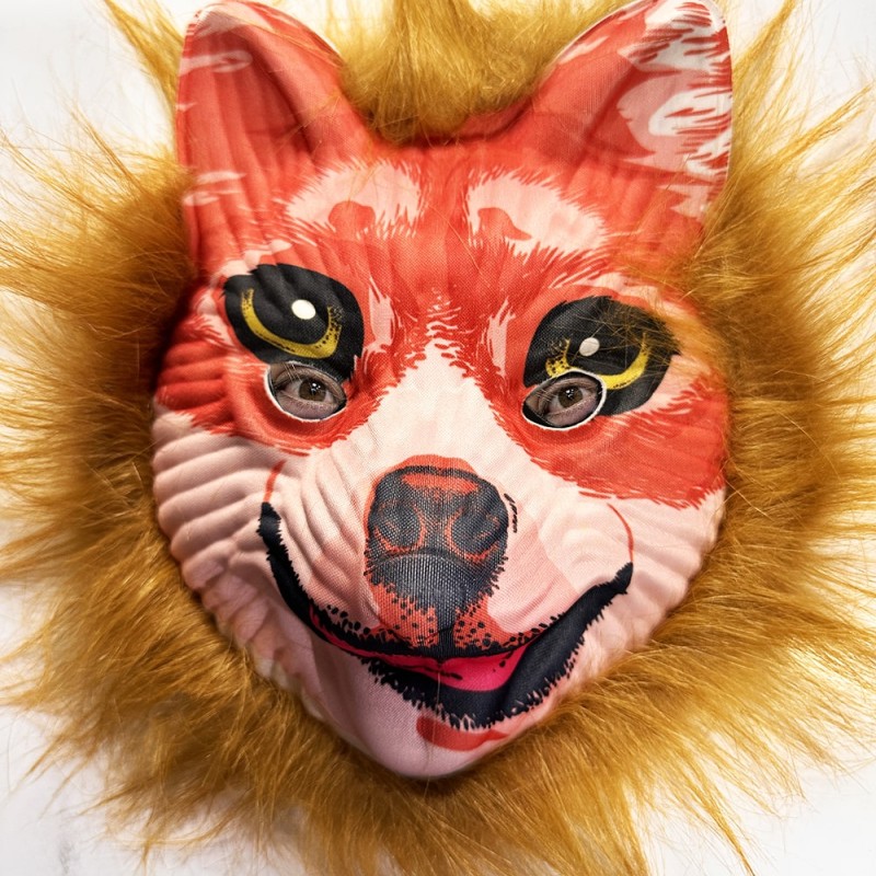 Kahverengi Saçlı Peluş Tilki Maskesi Mega Peluş 24 No