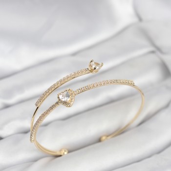 Kalp Model Pirinç Gold Renk Kadın Bileklik