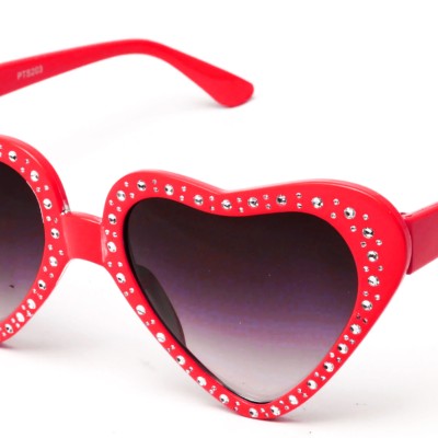 Kalp Taşlı Parti Gözlüğü Kırmızı