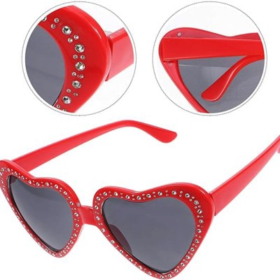 Kalp Taşlı Parti Gözlüğü Kırmızı
